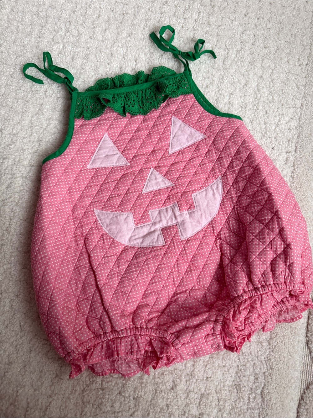 The Beaufort Bonnet Company Pink Pumpkin Bubble Costume with Green Trim